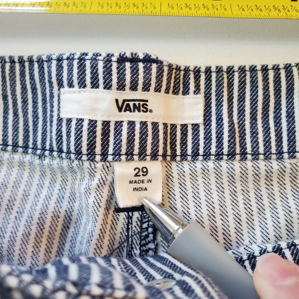 Vans Striped Blue and White Wide Leg Cropped Pants Jeans, Size 29 - Picture 5 of 14